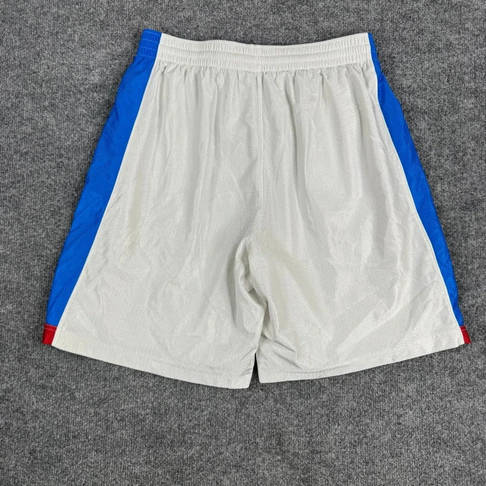 Nike Athletic Shorts Mens Size L White Blue Mesh Basketball Drawstring Stained